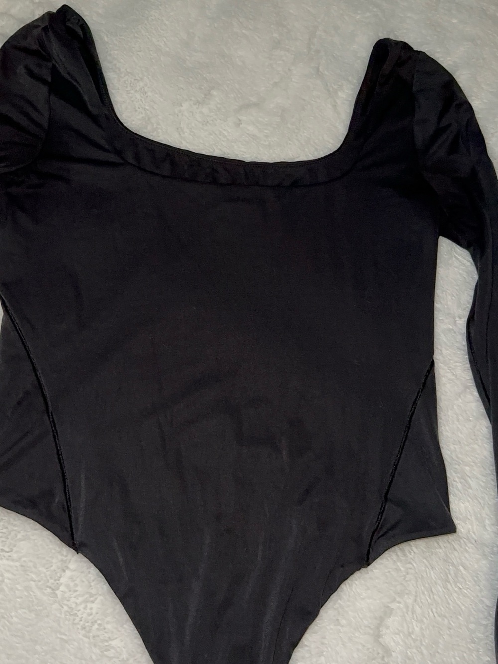 Wundermost Ultra-Soft Nulu Square-Neck Long-Sleeve Bodysuit Black - Picture 6 of 8